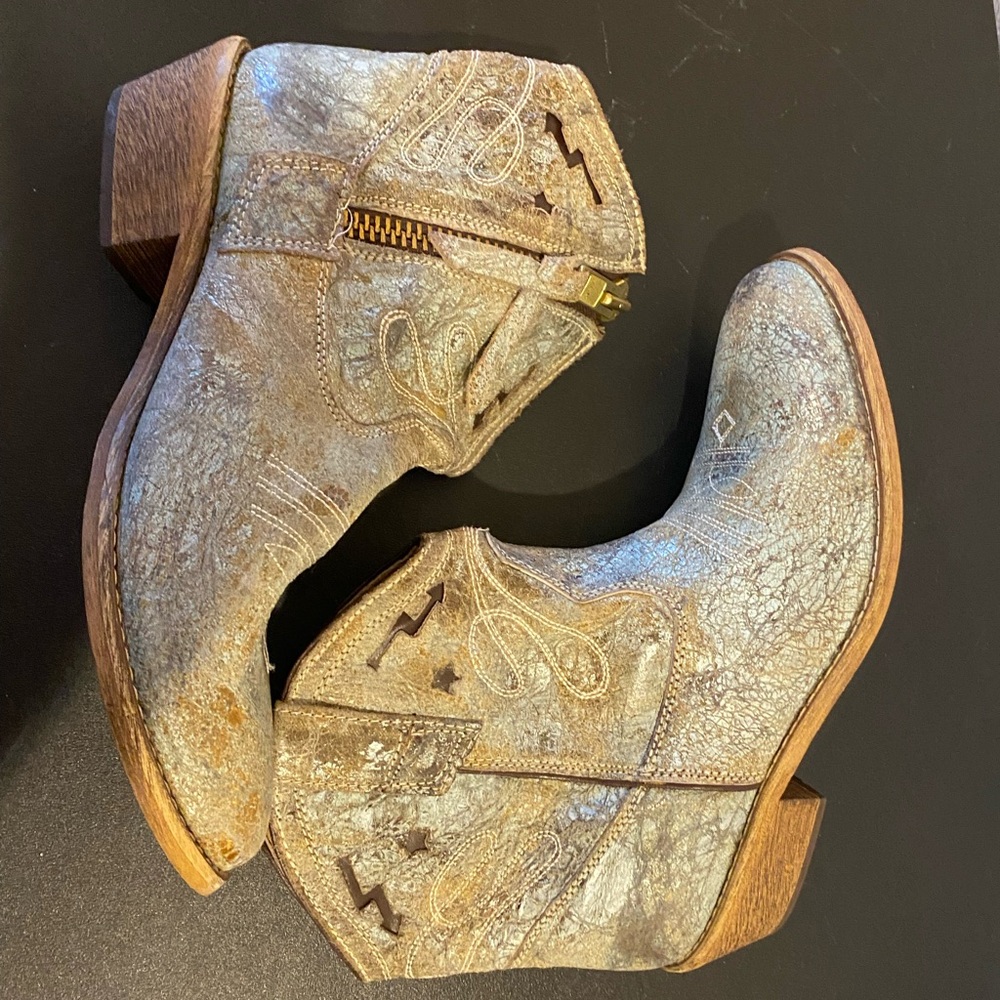 Steve Madden Cowboy Boots Leather Ankle Booties Sz US 8 EU 39 - Picture 3 of 5